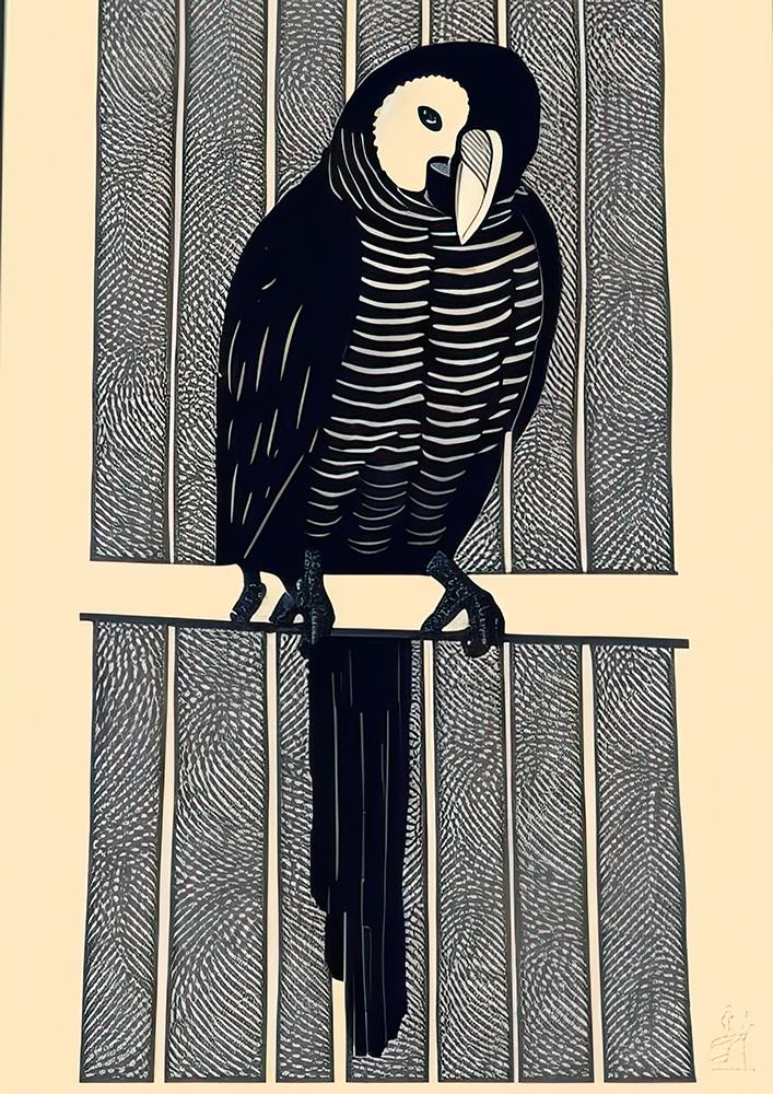 No.60 A parrot perched on a branch art poster