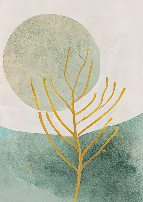 No.51 tree and moon abstract art poster