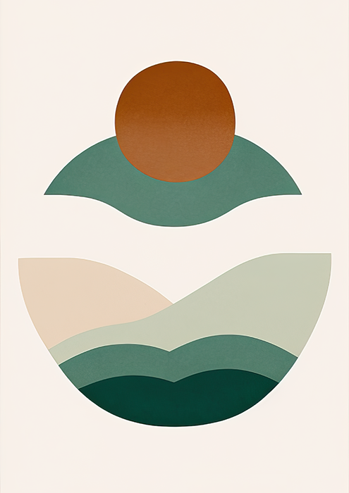 No.53 sunset on filed of grass abstract art poster