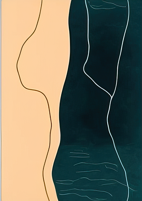 No.7 abstract beige and dark green art poster