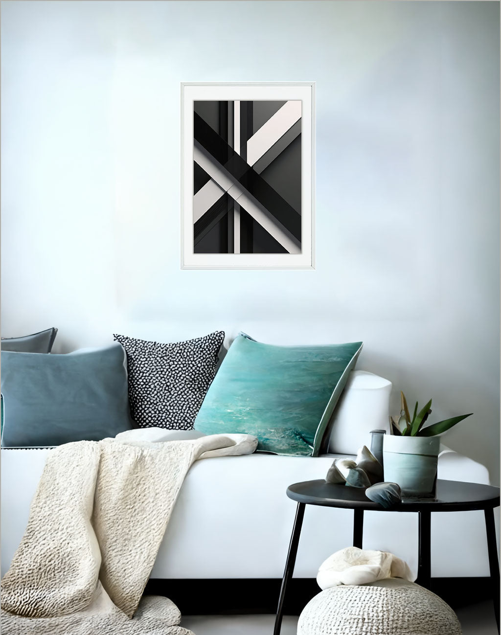 アブストラクト・エレガンスのアートポスターソファ配置イメージ