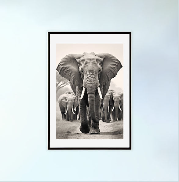 アフリカの動物のアートポスター黒フレームあり