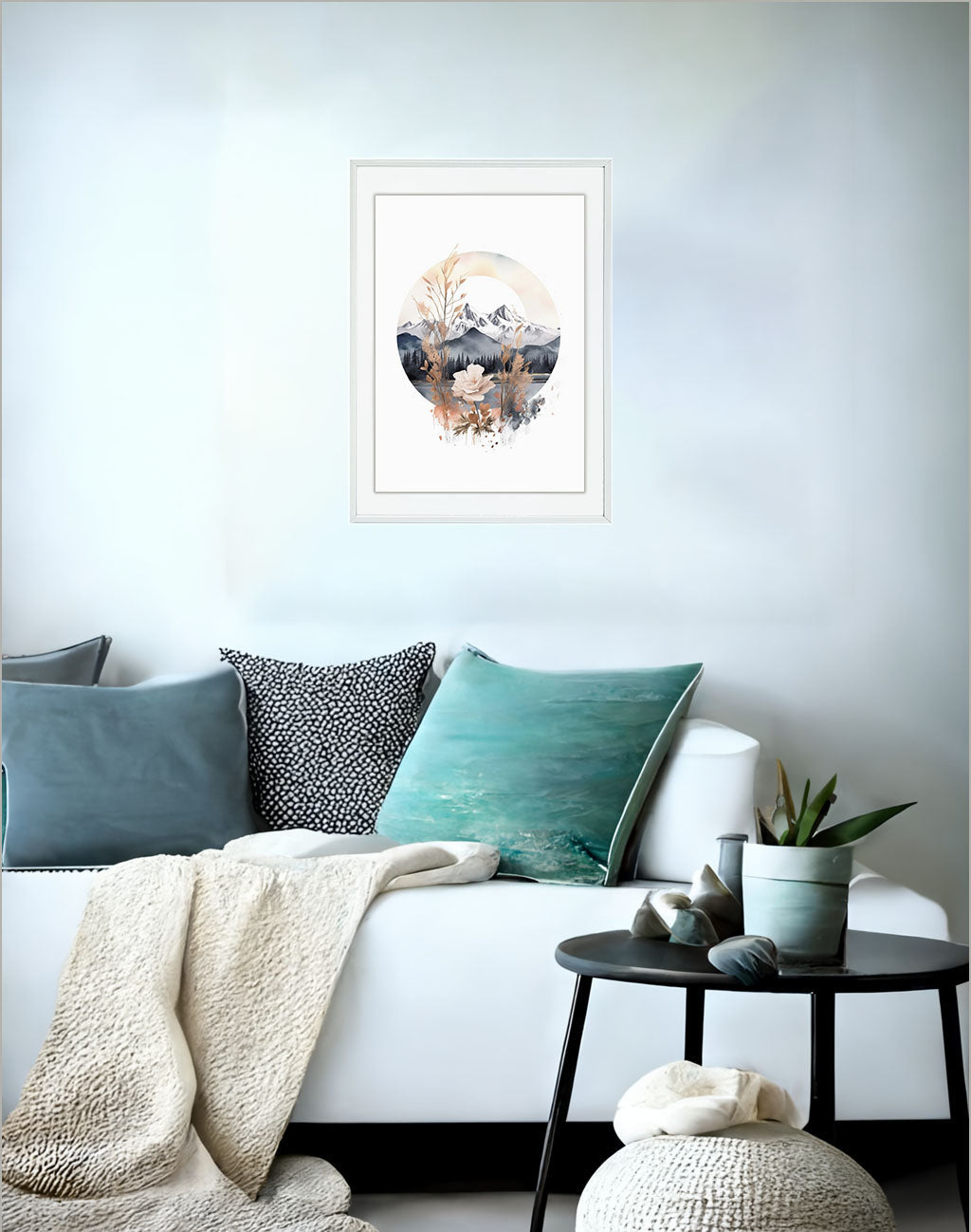 アルパインワンダーランドのアートポスターソファ配置イメージ