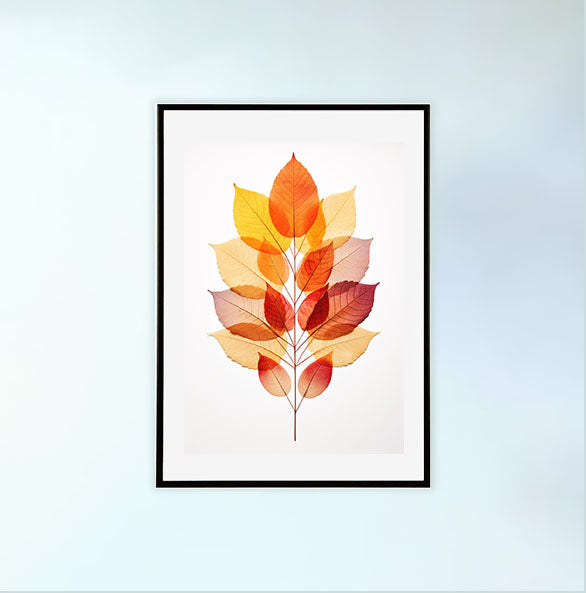 秋の紅葉のアートポスター黒フレームあり