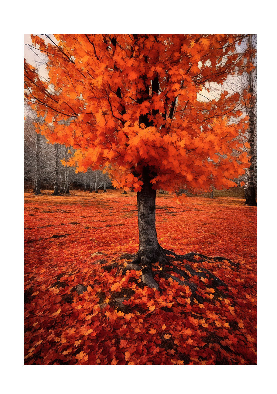 秋の紅葉のアートポスター原画のみ