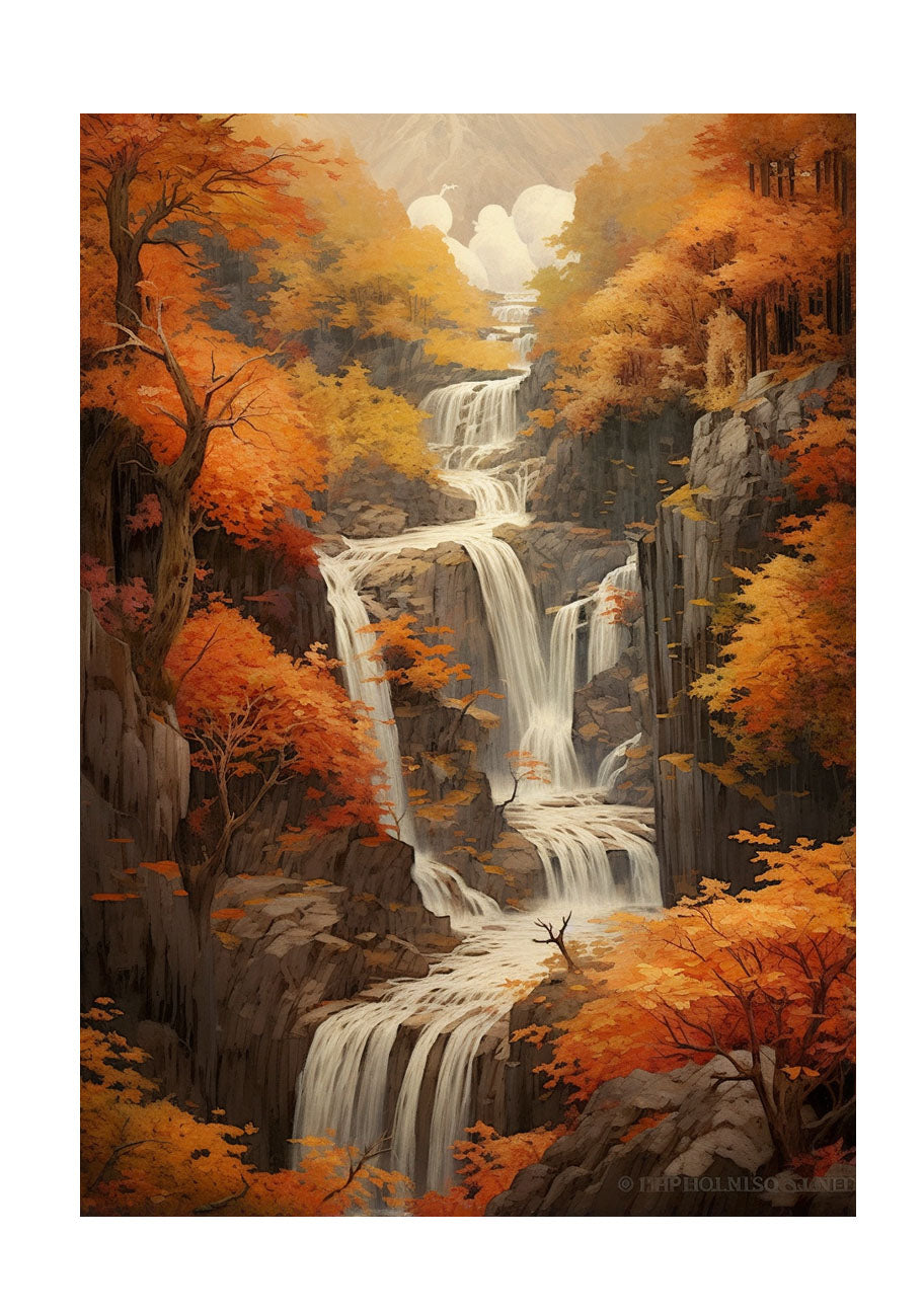 秋の紅葉のアートポスター原画のみ