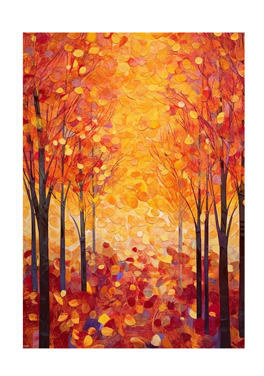 秋の紅葉のアートポスター原画のみ