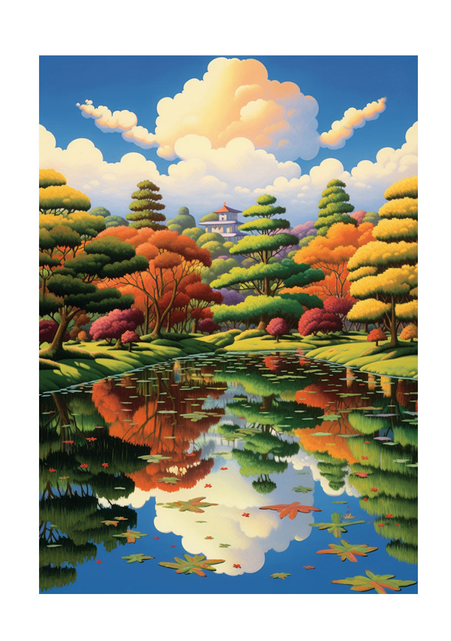 秋の紅葉のアートポスター原画のみ