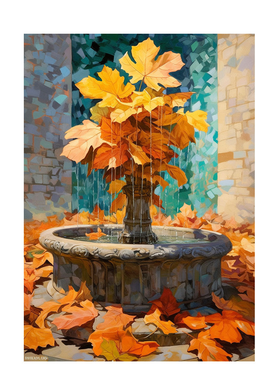 秋の紅葉のアートポスター原画のみ