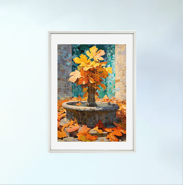 秋の紅葉のアートポスター銀フレームあり