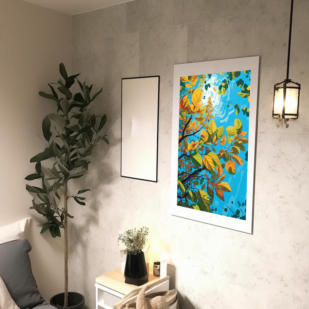 秋の紅葉のアートポスター廊下配置イメージ