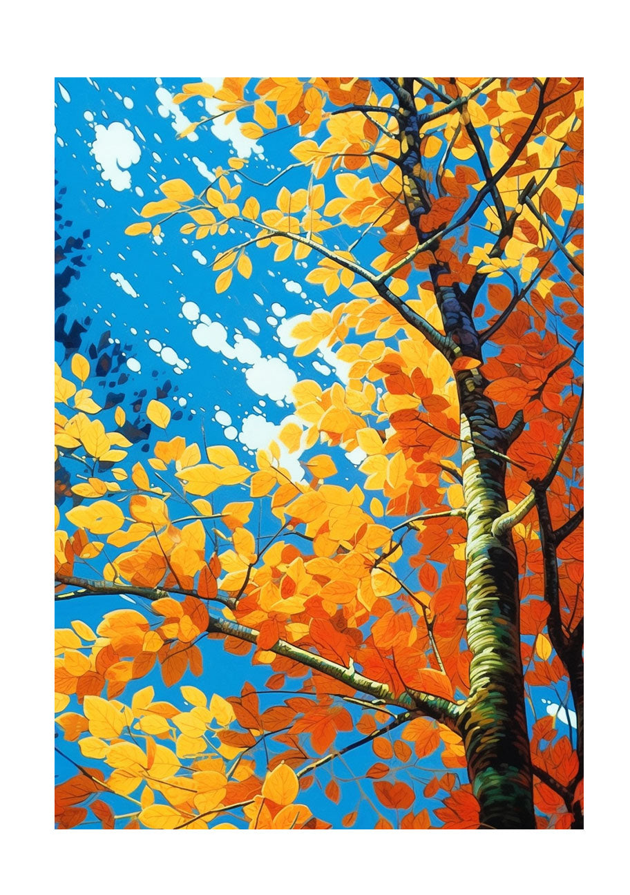 秋の紅葉のアートポスター原画のみ