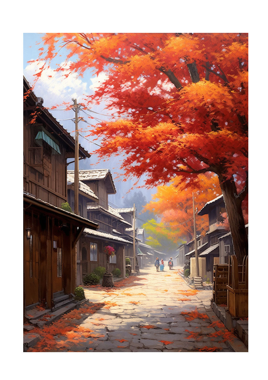 秋の紅葉のアートポスター原画のみ