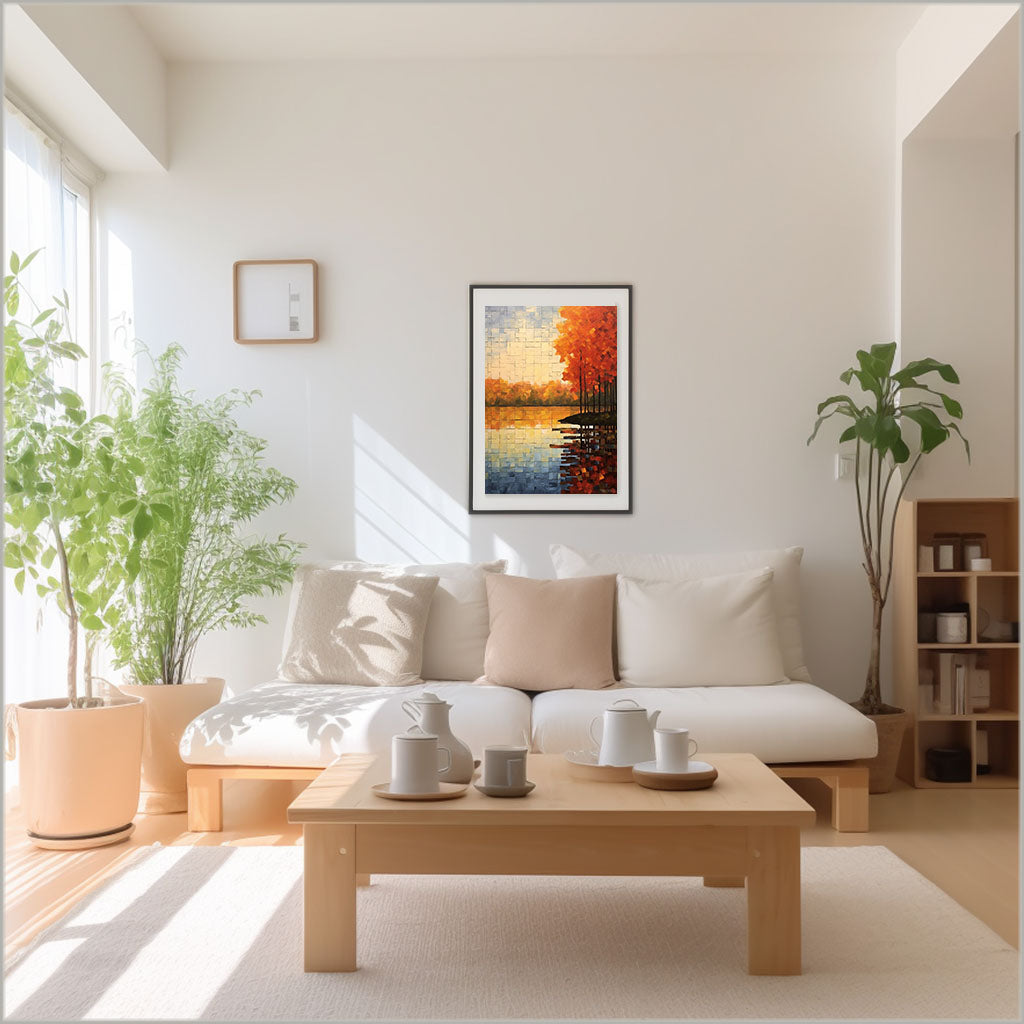 秋の紅葉のアートポスターリビング配置イメージ