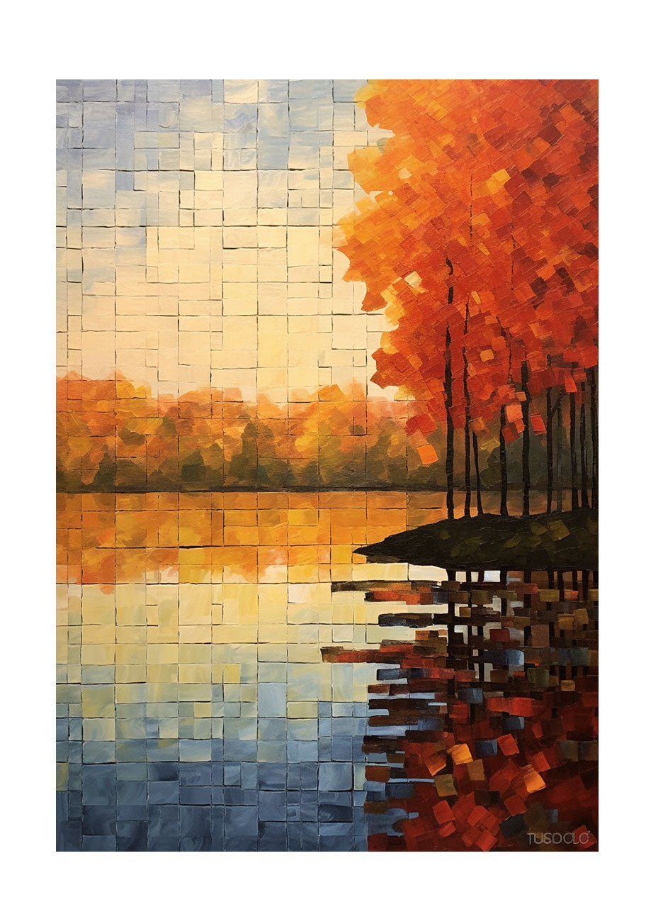 秋の紅葉のアートポスター原画のみ