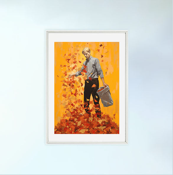 秋の紅葉のアートポスター白フレームあり