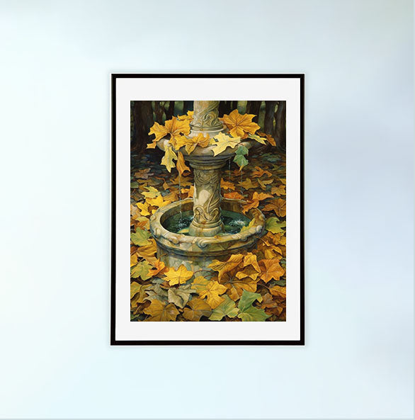 秋の紅葉のアートポスター黒フレームあり