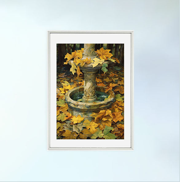 秋の紅葉のアートポスター銀フレームあり