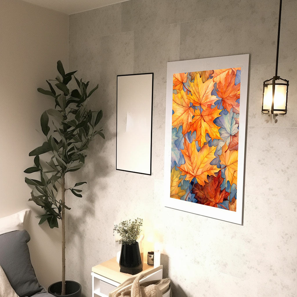 秋の紅葉のアートポスター廊下配置イメージ