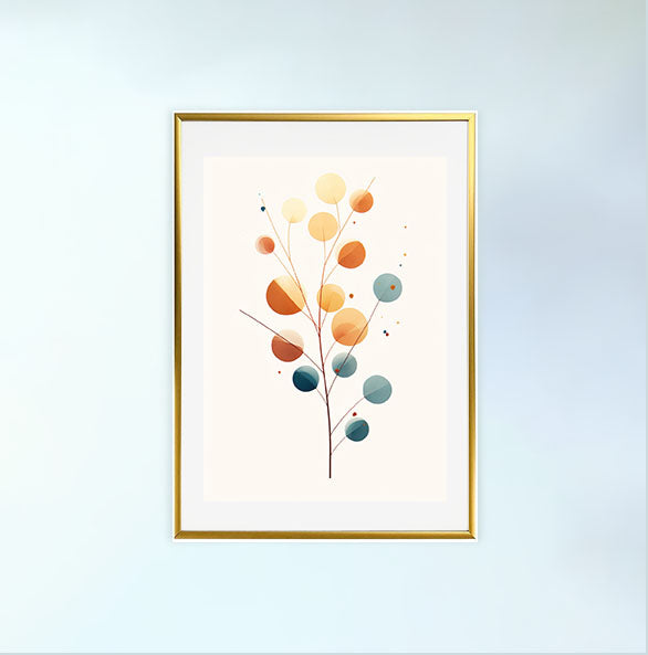 秋の紅葉のアートポスター金フレームあり