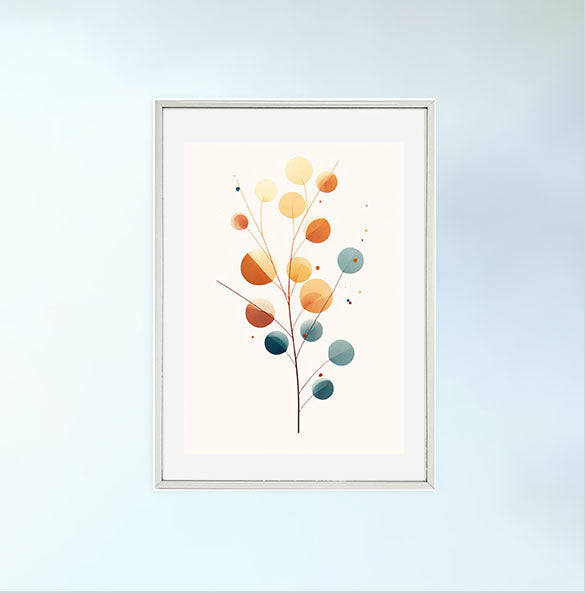 秋の紅葉のアートポスター銀フレームあり