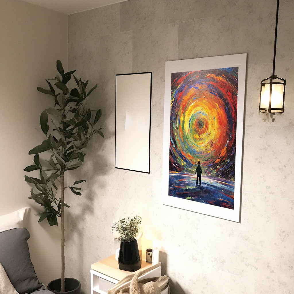 秋の紅葉のアートポスター廊下配置イメージ