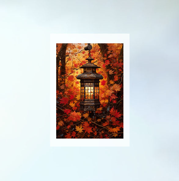 秋の紅葉のアートポスター原画のみ設置イメージ