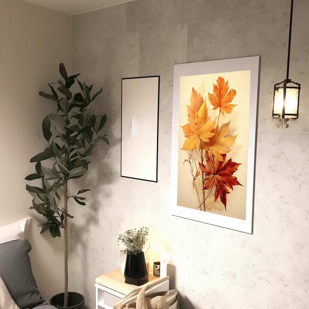 秋の紅葉のアートポスター廊下配置イメージ