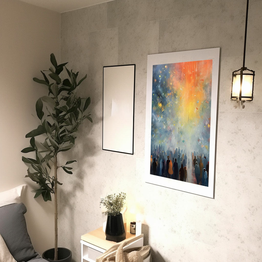 秋の紅葉のアートポスター廊下配置イメージ