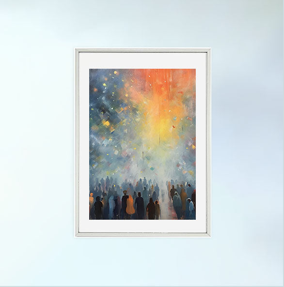 秋の紅葉のアートポスター銀フレームあり