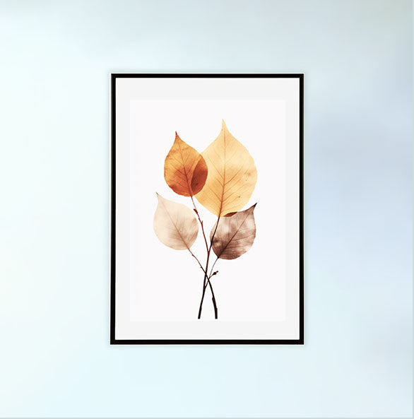 秋の紅葉のアートポスター黒フレームあり