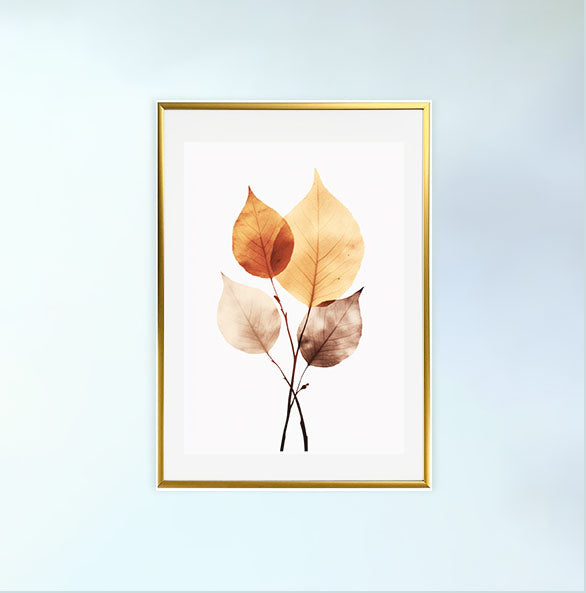 秋の紅葉のアートポスター金フレームあり