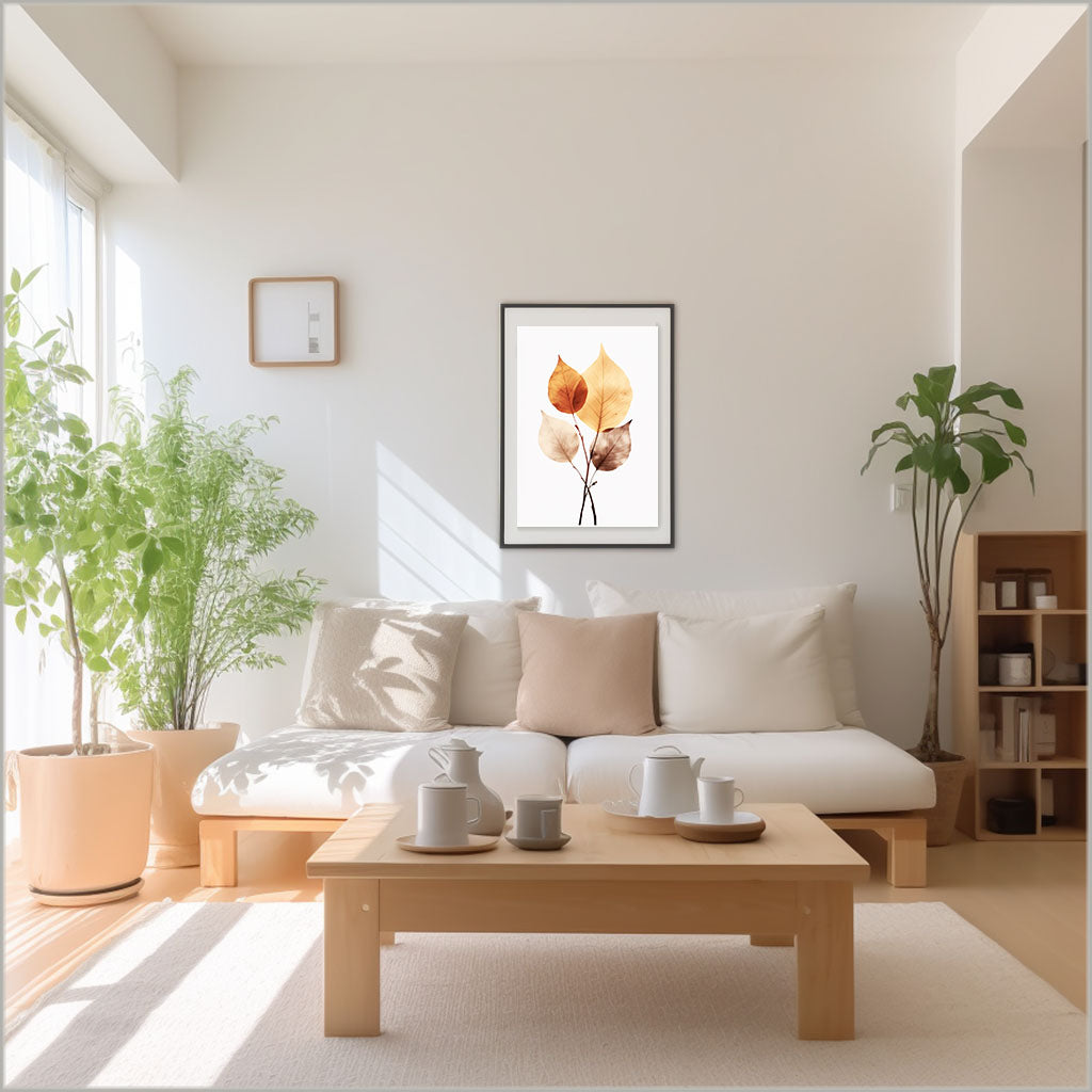 秋の紅葉のアートポスターリビング配置イメージ