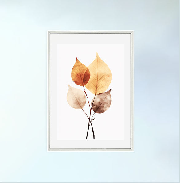 秋の紅葉のアートポスター銀フレームあり