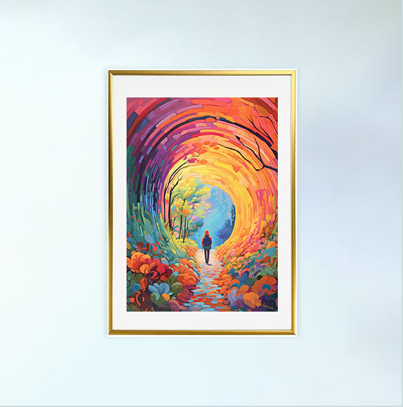 秋の紅葉のアートポスター金フレームあり