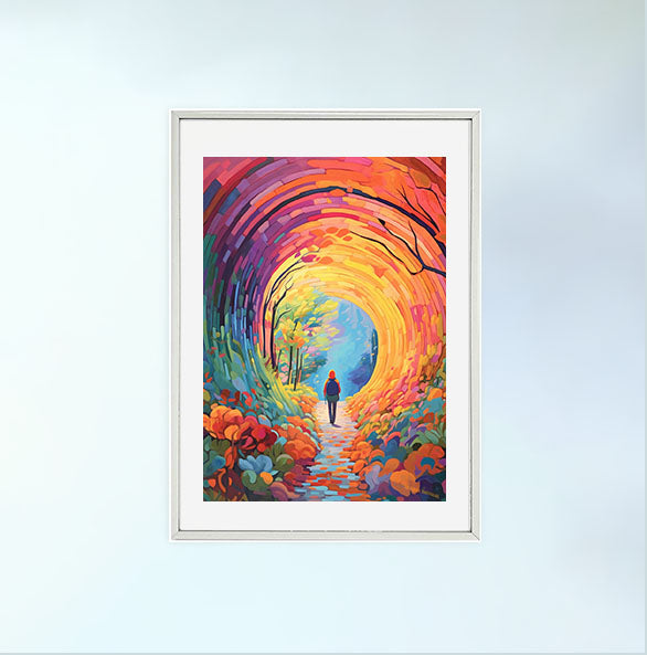 秋の紅葉のアートポスター銀フレームあり