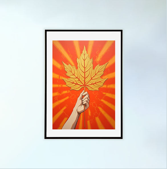 秋の紅葉のアートポスター黒フレームあり