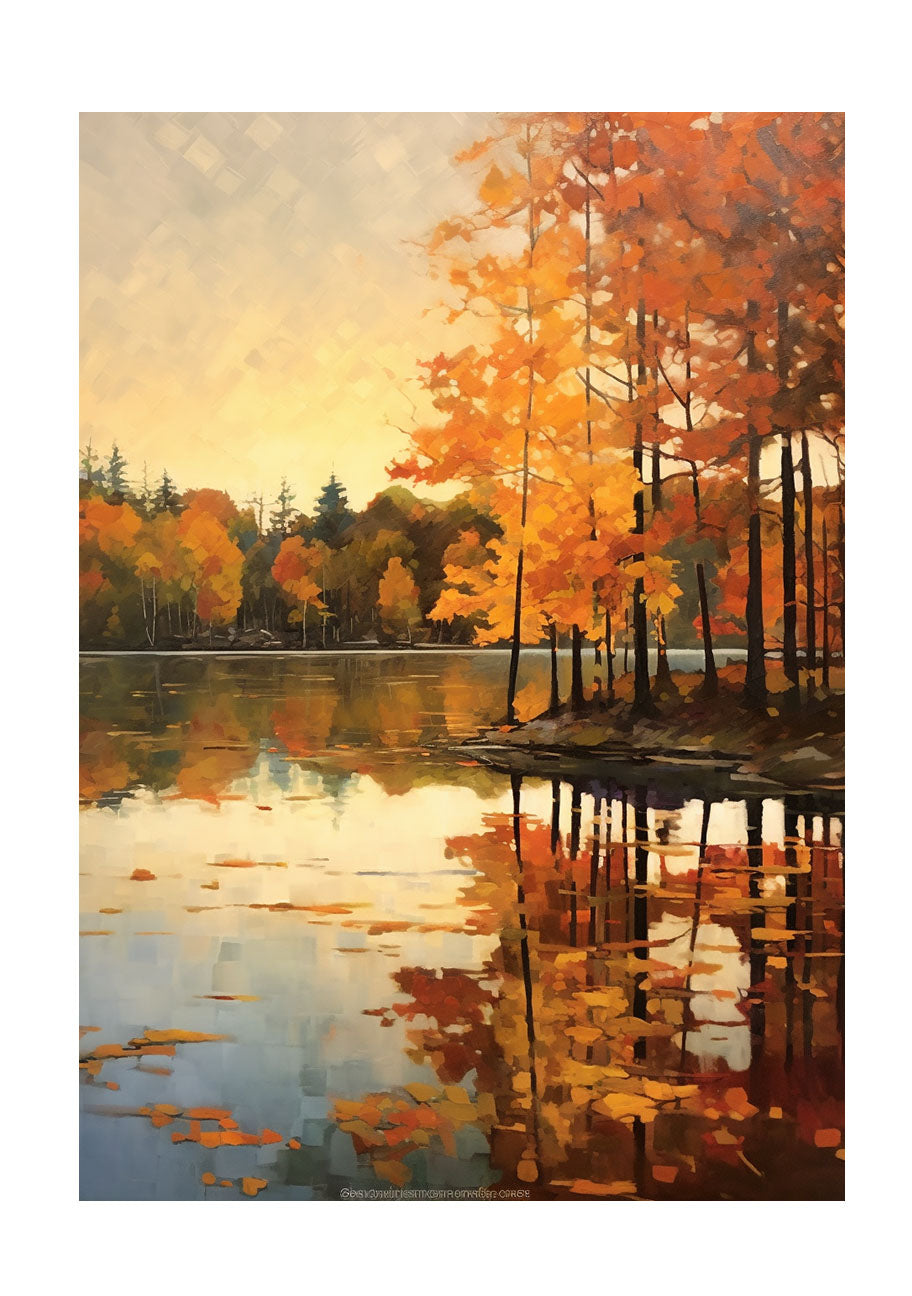 秋の紅葉のアートポスター原画のみ