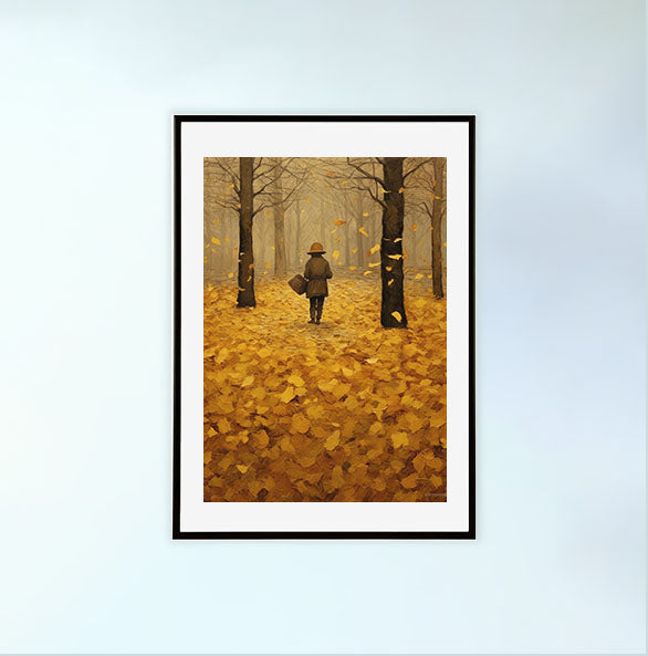 秋の紅葉のアートポスター黒フレームあり