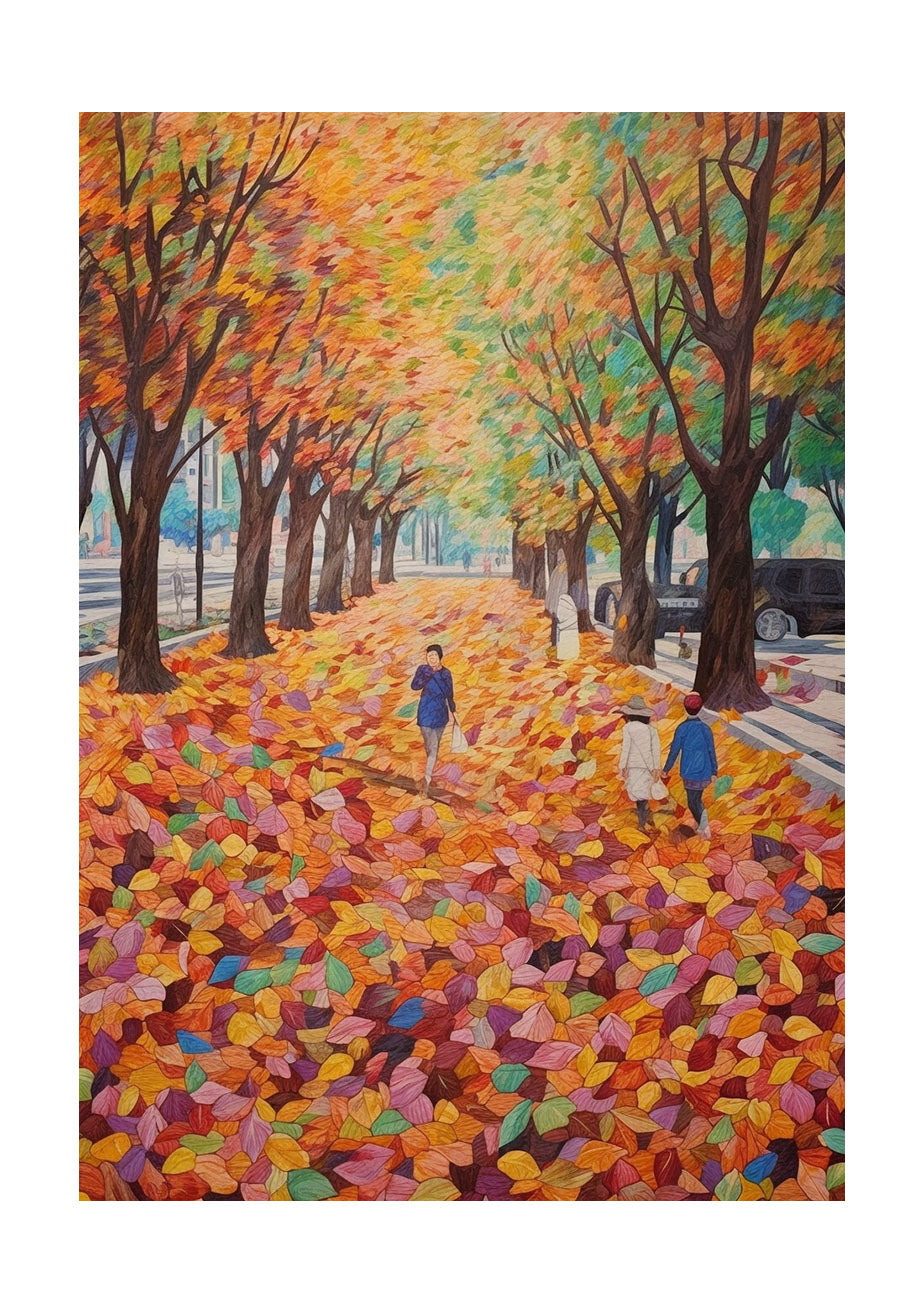 秋の紅葉のアートポスター原画のみ