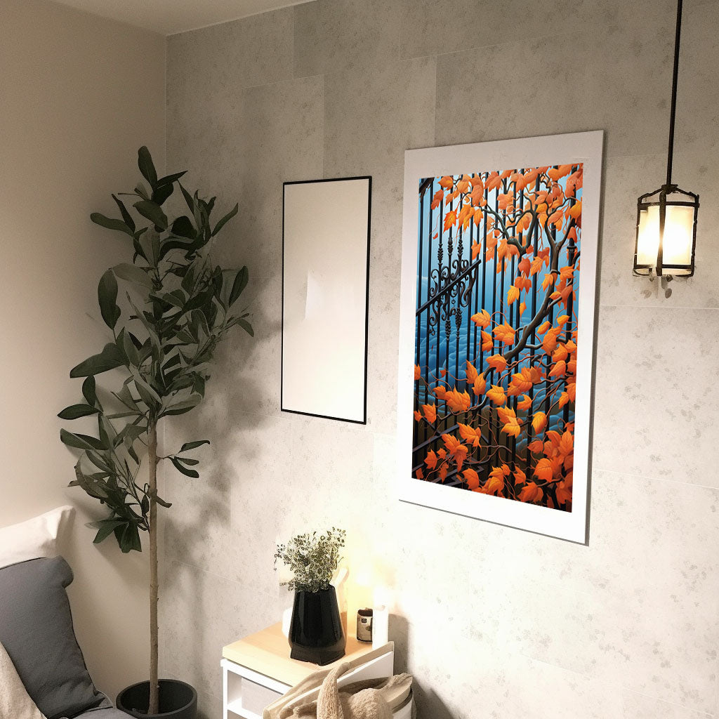 秋の紅葉のアートポスター廊下配置イメージ