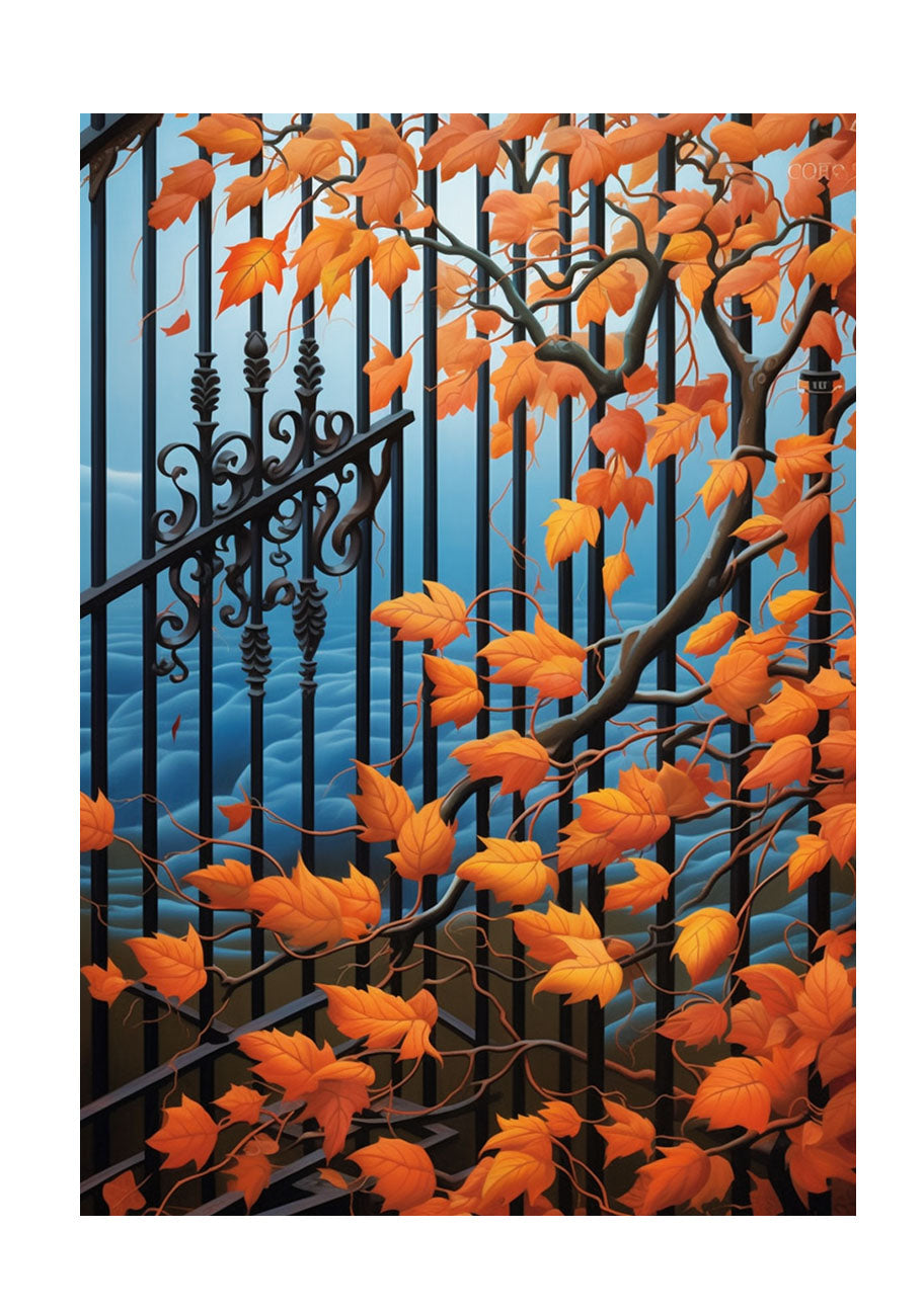 秋の紅葉のアートポスター原画のみ