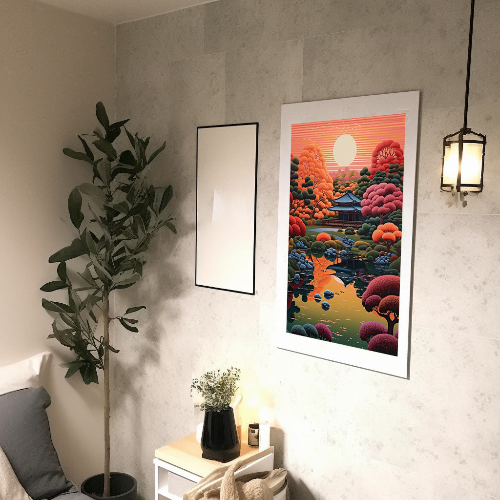 秋の紅葉のアートポスター廊下配置イメージ