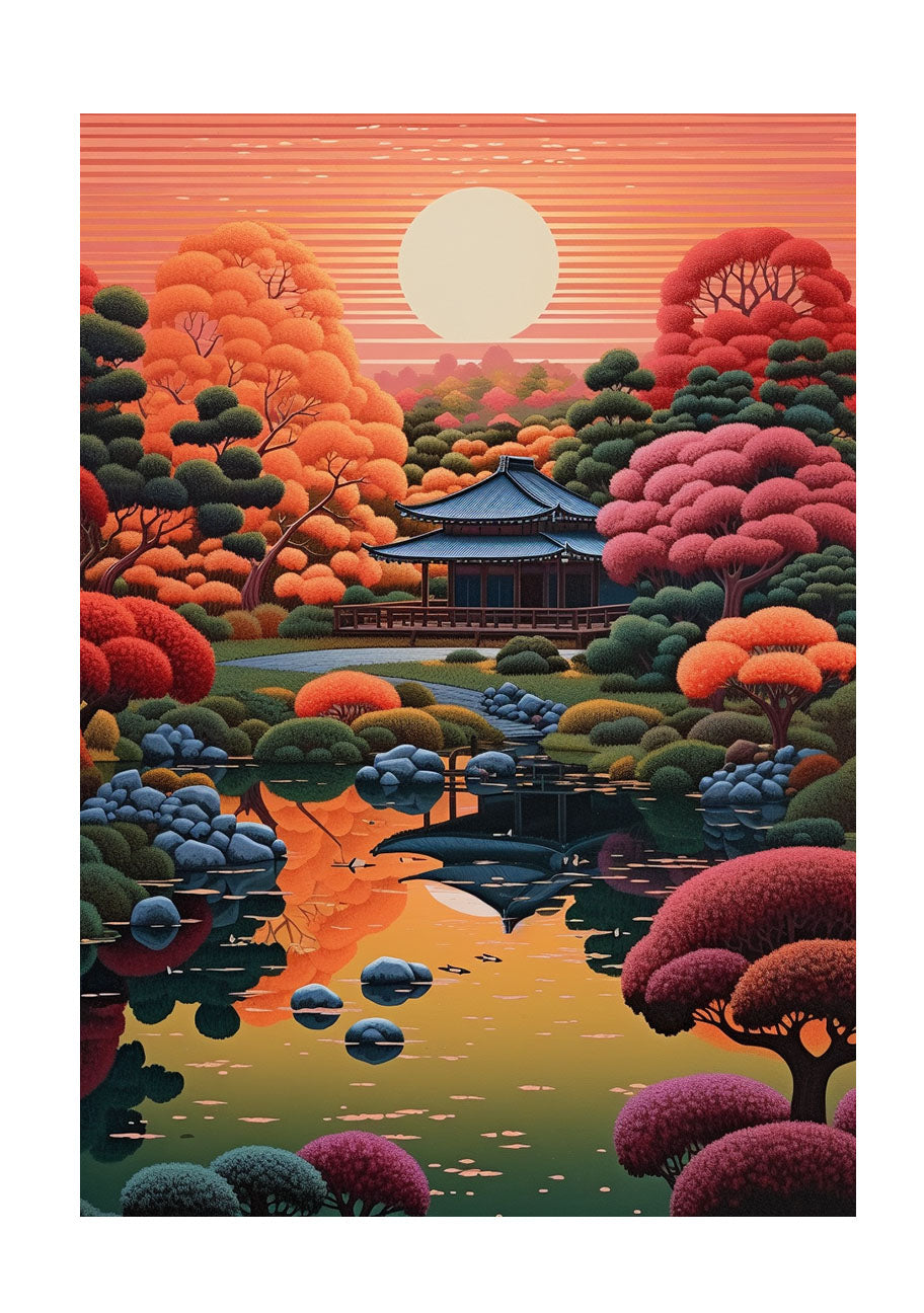 秋の紅葉のアートポスター原画のみ