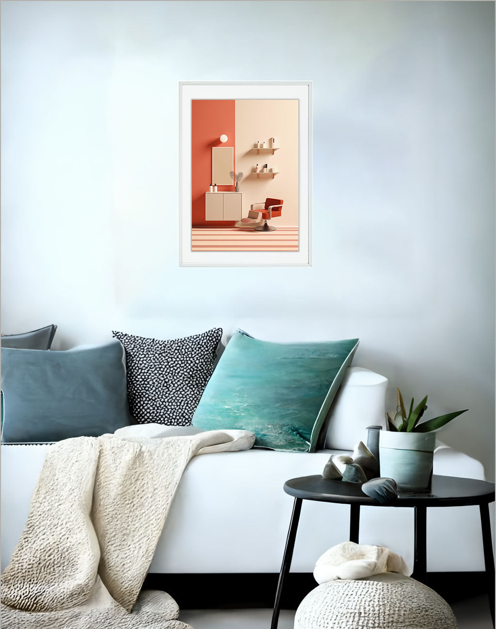 美しい装飾のアートポスターソファ配置イメージ