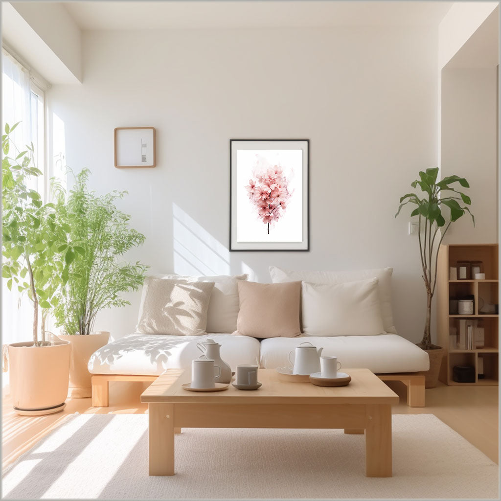 ブロッサミング・スプリングのアートポスターリビング配置イメージ