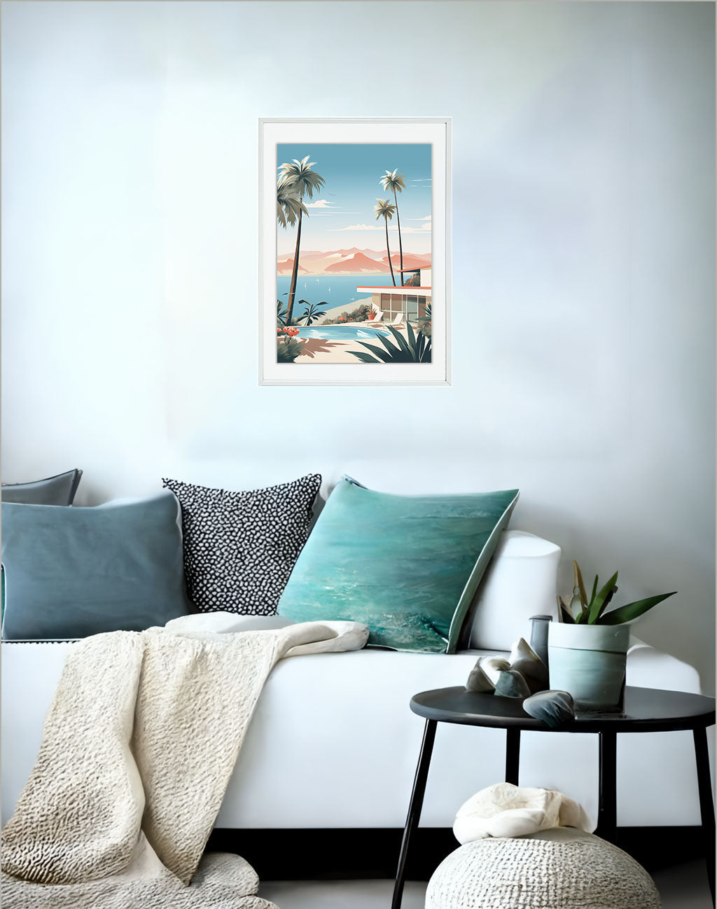 カリフォルニアのアートポスター:California_50bc / 地図・都市_都市_のポスター画像ソファ近くに設置したイメージ