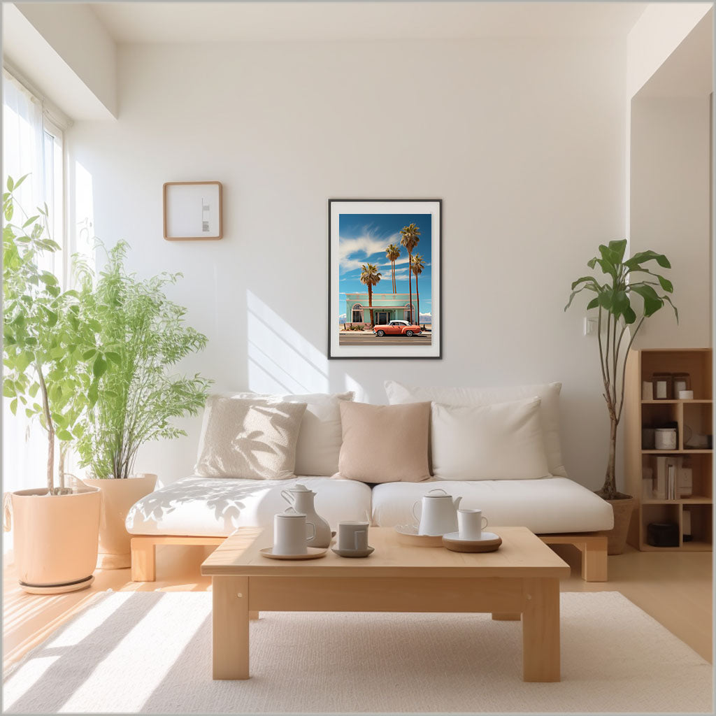 カリフォルニアのアートポスター:California_d809 / 写真_地図・都市_都市_のポスター画像リビングに設置したイメージ