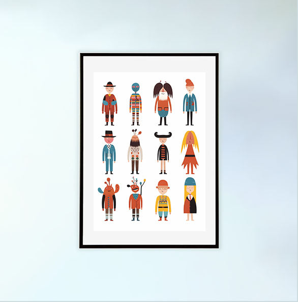 アニメのキャラクターのアートポスター黒フレームあり