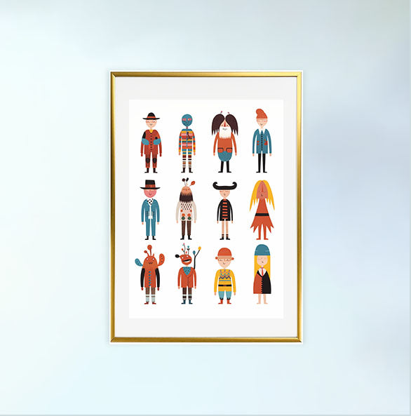 アニメのキャラクターのアートポスター金フレームあり